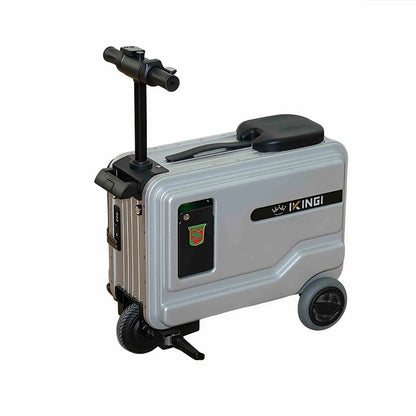 Deluxe Electric Scooter Luggage Children's Cabin Portable Smart Luggage Comfortable Seat Silver Trolley Multipurpose Bag