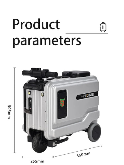 Deluxe Electric Scooter Luggage Children's Cabin Portable Smart Luggage Comfortable Seat Silver Trolley Multipurpose Bag