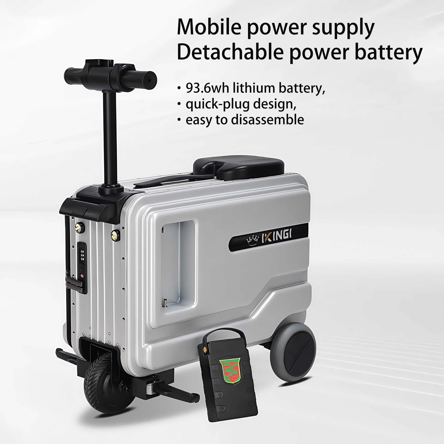 Deluxe Electric Scooter Luggage Children's Cabin Portable Smart Luggage Comfortable Seat Silver Trolley Multipurpose Bag